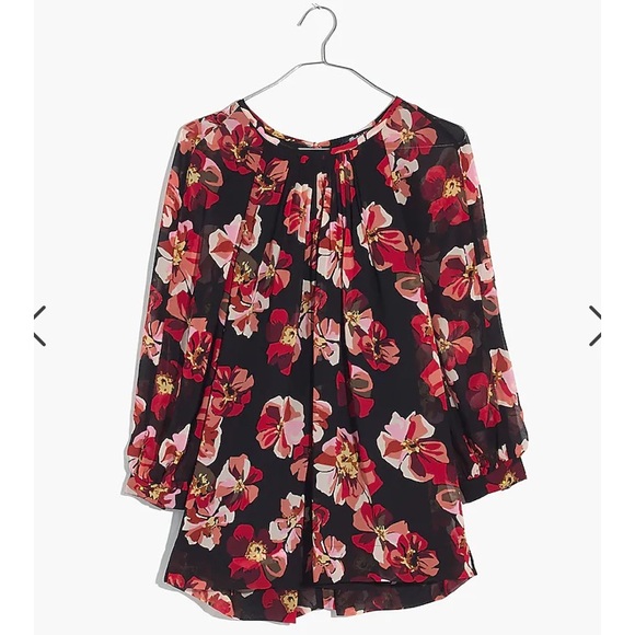 Madewell Tie-Back Bubble-Sleeve Top in French Rose. Size: Small - Picture 6 of 17